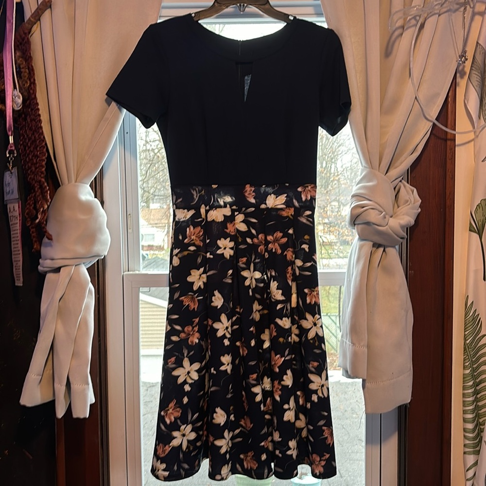 blue floral dress